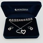Montana Silversmith Double Hearts Necklace And Earring Set Pink Rhinestone