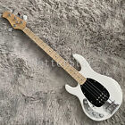 Active Pickup Left Handed Electric Bass Guitar Maple Fretboard White Solid Body