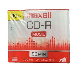New CD-R Blank 10 Media Pack Maxell Audio Music,