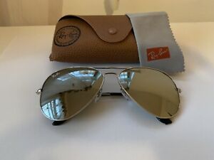 Ray Ban sunglasses aviator, 3025, Large 62mm,Silver / Mirrored Lens, Pre-owned,