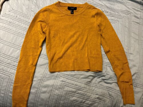 Forever 21 Mustard Cropped Sweater Size Large