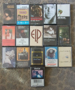 Vtg Cassette Lot Of 15-Dylan ELP, Meatloaf,Mitchell,Madonna,Houston,Stones, Ozzy