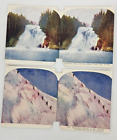 2 Alaska Photos~Stereograph~Christian Falls, Alice Bay~Mt Ranier Climb Glacier
