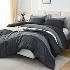 Full Size Comforter Sets Black White Grey - 3 Pieces Lightweight Bedding Set for