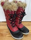 SOREL Women’s Size 8 Joan of Arctic NL1779-601 Red Winter Boots Faux Fur Cuff