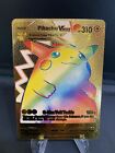 Pokémon Rainbow Pikachu Vmax Gold Foil Fan Art Display  Card