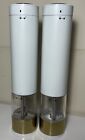 Made in Germany Salt and Pepper Grinder Set White Brass Gold Battery Operated