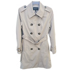 London Fog Lined Double Breasted Belted Tan Trench Coat Size Medium