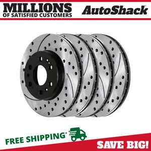 Front and Rear Drilled Brake Rotors Black Set of 4 for Chevy Silverado 1500 5.3L