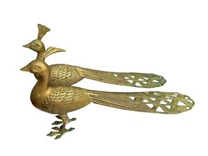New ListingVintage 60's Brass Pair Peacock Figurines Metal Statue Large 17