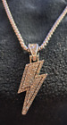 KISS Necklace Jewelry- ACE FREHLEY -CRYSTAL & SILVER tone Lightning Bolt