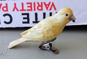 Vintage Porcelian Yellow Canary Bird On A Clip