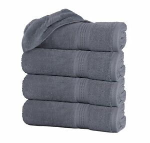 100% Turkish Cotton Bath Towels (27 X 52 Inches) 4 Pieces Set, Gray Color