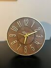 Vintage INGRAHAM Mid-Century Modern Plastic Wall Clock Brown & Gold Color Tested