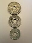 France 25, 10, 5 centimes coins dated 1920s République Française Set of 3 coins