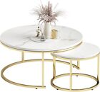 (OPEN BOX) Set of 2 Round Coffee Tables Modern Accent Side End Table Living Room