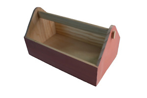 2x Small Natural Wood Color Wooden Craft Tool Box  12x7x7inc