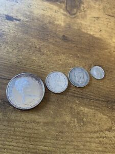 Lot of 4 Coins - Foreign Silver Coin Lot - All 50% Silver - 36 Gram