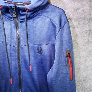 Spyder Active ProWeb Sweatshirt Hoodie Men Size Small Blue Full-Zip Pockets