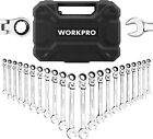 WORKPRO 22PC Ratcheting Wrench Set 72 Teeth Flex-Head Ratchet Combination Wrench
