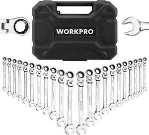 WORKPRO 22PC Ratcheting Wrench Set 72 Teeth Flex-Head Ratchet Combination Wrench
