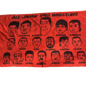 New ListingAll Japan Wrestling Giant Baba autographed bath towel Red color vintage rare