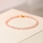 Natural Rose Quartz Stone Dainty Bracelet Pink Gemstone Bracelet Minimalism