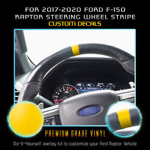 For 2017-2020 Ford Raptor Steering Wheel Stripe Decal 2 Pack - Flat Matte Vinyl