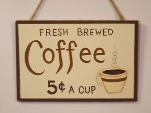 Rustic country wood sign FRESH BREWED COFFEE 5c a CUP Farmhouse kitchen décor