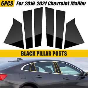 6X Door Trim Pillar Posts Black Cover Decorations For 2016-2021 Chevrolet Malibu