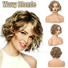 10 Inch Short Women Curly Wavy Bob Wig Fluffy Dark Blonde Hair Cosplay Casual US