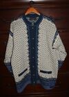 Women's Dale of Norway Casual Collection 100% Pure Wool Cardigan Sweater Blue M+