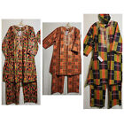 Men African Kente Print Cloth Dashiki 3Pcs Pant Suit With Cap Free Size
