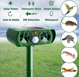 1/2 PK Animal Repeller Ultrasonic Solar Power Outdoor Pest Cat Mice Deer Sensor