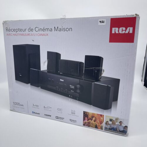 RCA RT2781HB Audio Receiver 1000 Watt Home Theater System Digital 5.1 BT Used