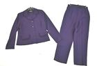 Sag Harbor Women Purple Button Front Fringe Blazer Slack Pants 2-Piece Suit 10