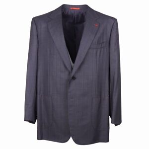 Isaia Napoli Charcoal Gray Stripe Super 160s Wool Suit 50 Long (Eu 60L) NWT