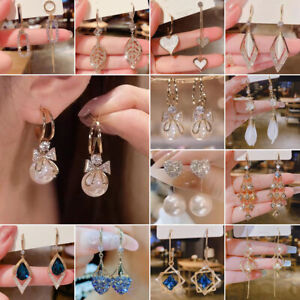 Wholesale Crystal Tassel Flower Earrings Drop Dangle Women Wedding Jewelry Gifts