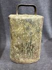 Antique 1900s Large 7.5x 5 Inch Cow Steel Bell Cast Iron Clapper Rustic