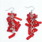 Coral Stone Beads Drop Dangle Hook Earrings Statement Long Tassel Earring Gifts