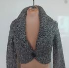 Empire Waist Cropped Shawl Collar Cardigan Shrug Sweater Marled Gray Size  M