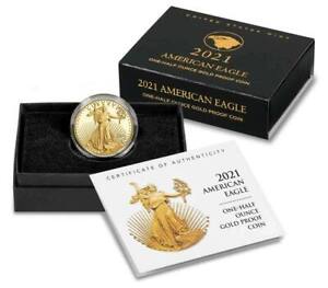 2021-W 1/2 American Eagle One-Half Ounce Gold Proof Coin (21ECN) Type 2