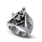 Masonic Ring Freemason Accepted Men Stainless Silver G Square Compass Skull US