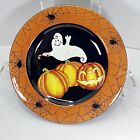 Gates Ware Halloween Salad Plate Ghost Pumpkins Spiders Laurie Gates 9.5