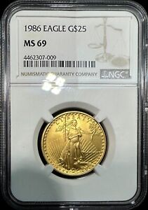 New Listing1986 $25 American Eagle 1/2 oz Gold Coin NGC MS 69