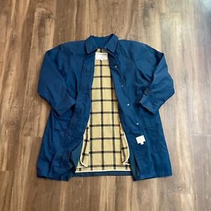 Vintage London Fog Womens Coat Blue with Removable Plaid Lining Size 18