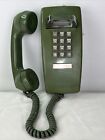 Avocado Green Phone Wall Mount Push Button Western Electric Vintage