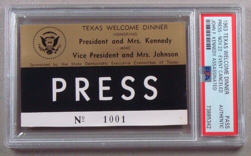 1963 Texas Welcome Dinner Press Ticket John F Kennedy Assassinated PSA Authentic