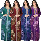 Muslim Women Long Maxi Dress Dubai Abaya Kaftan Print Moroccan Caftan Party Gown