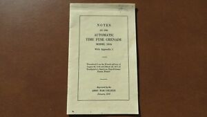 WW1 Reprint Automatic Time Fuse Model 1916 Book